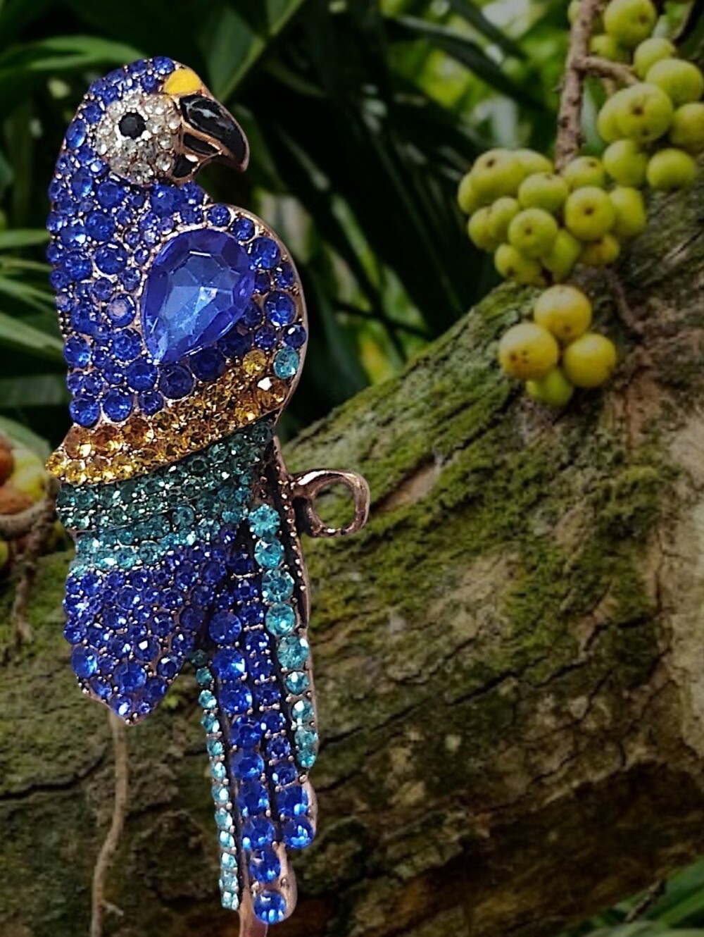 Blue Crystal Parrot Brooch